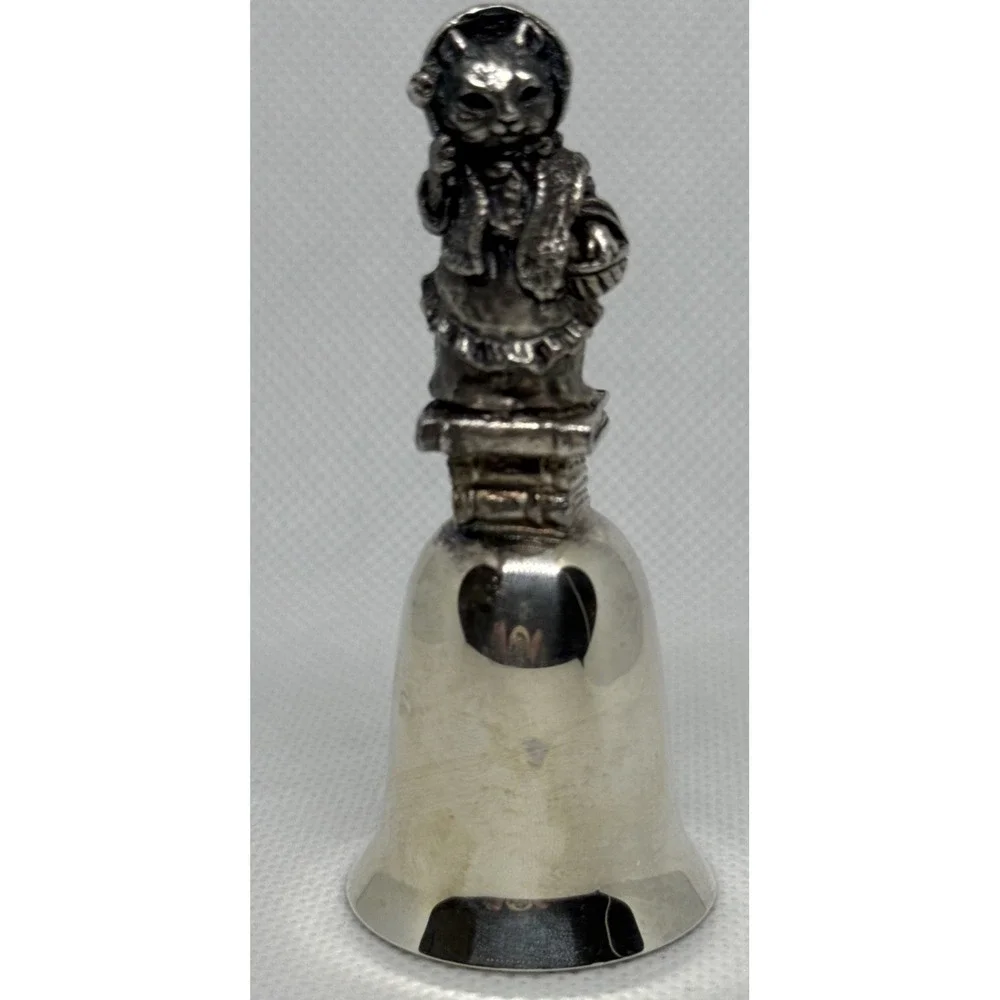 Vintage NE Mrs Ribby Beatrix Potter Silverplate Pewter Bell
